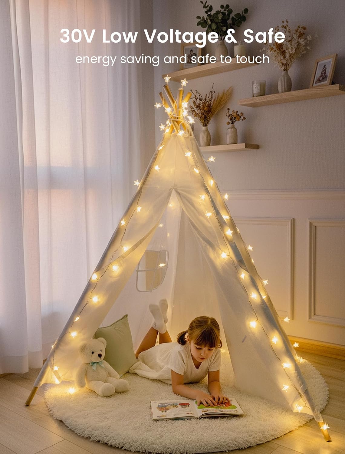Star String Lights - 39ft 100LED Fairy Lights with Remote | Waterproof Indoor/Outdoor Decor - Warm White