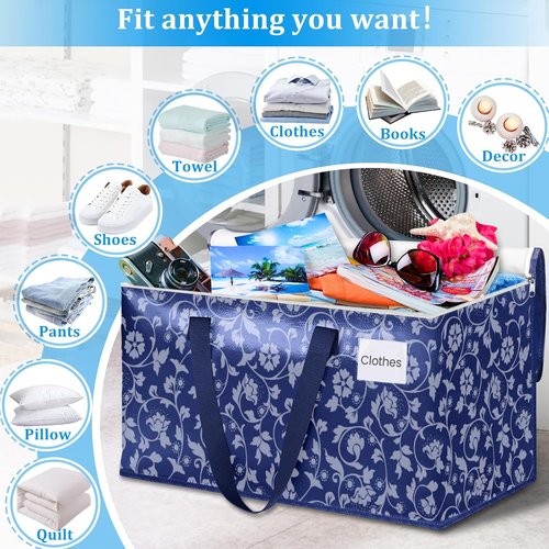 HomeHacks Extra Large Moving Bags - Heavy Duty Luggage with Smooth Zipper & Sturdy Handles | 88L Capacity, 10-Pack, Blue