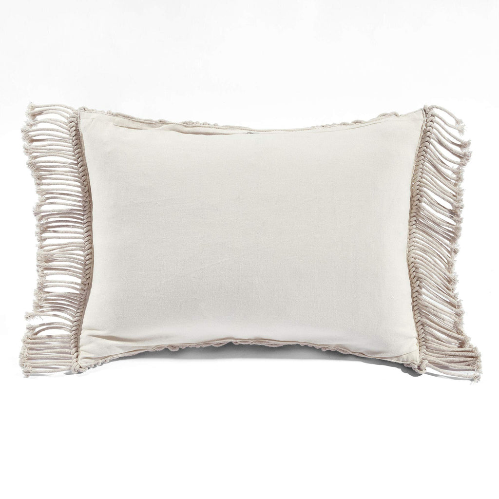 Lush Decor Studio Chevron Macrame Decorative Throw Pillow Cover, 20" W x 13" L, Neutral - Rectangle Pillow Cover - Throw Pillows For Bed, Couch, Or Chair