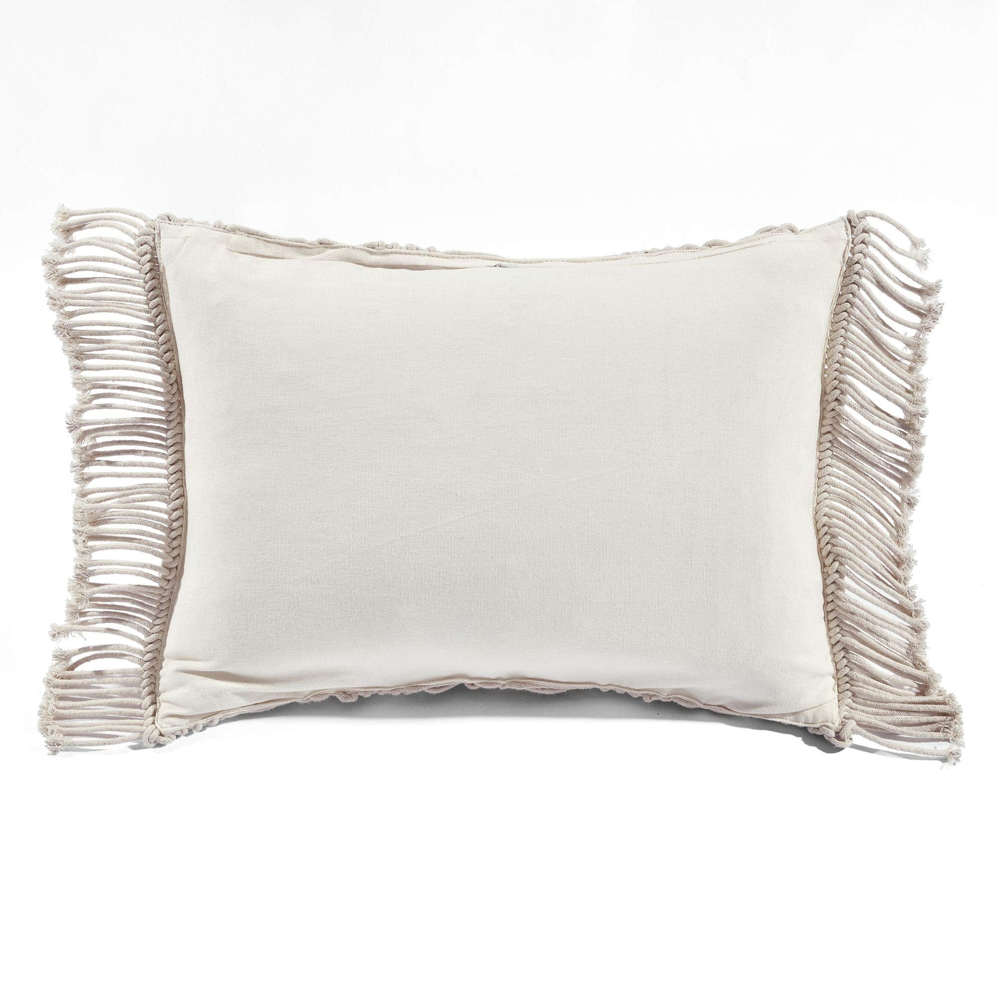Lush Decor Studio Chevron Macrame Decorative Throw Pillow Cover, 20" W x 13" L, Neutral - Rectangle Pillow Cover - Throw Pillows For Bed, Couch, Or Chair