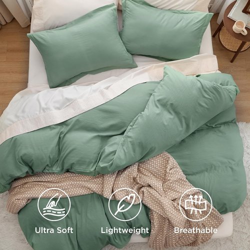 Bedsure Sage Green Duvet Cover Set - Extra Soft Twin/Twin XL Bedding, 2 Pieces with Zipper Closure & Pillow Sham
