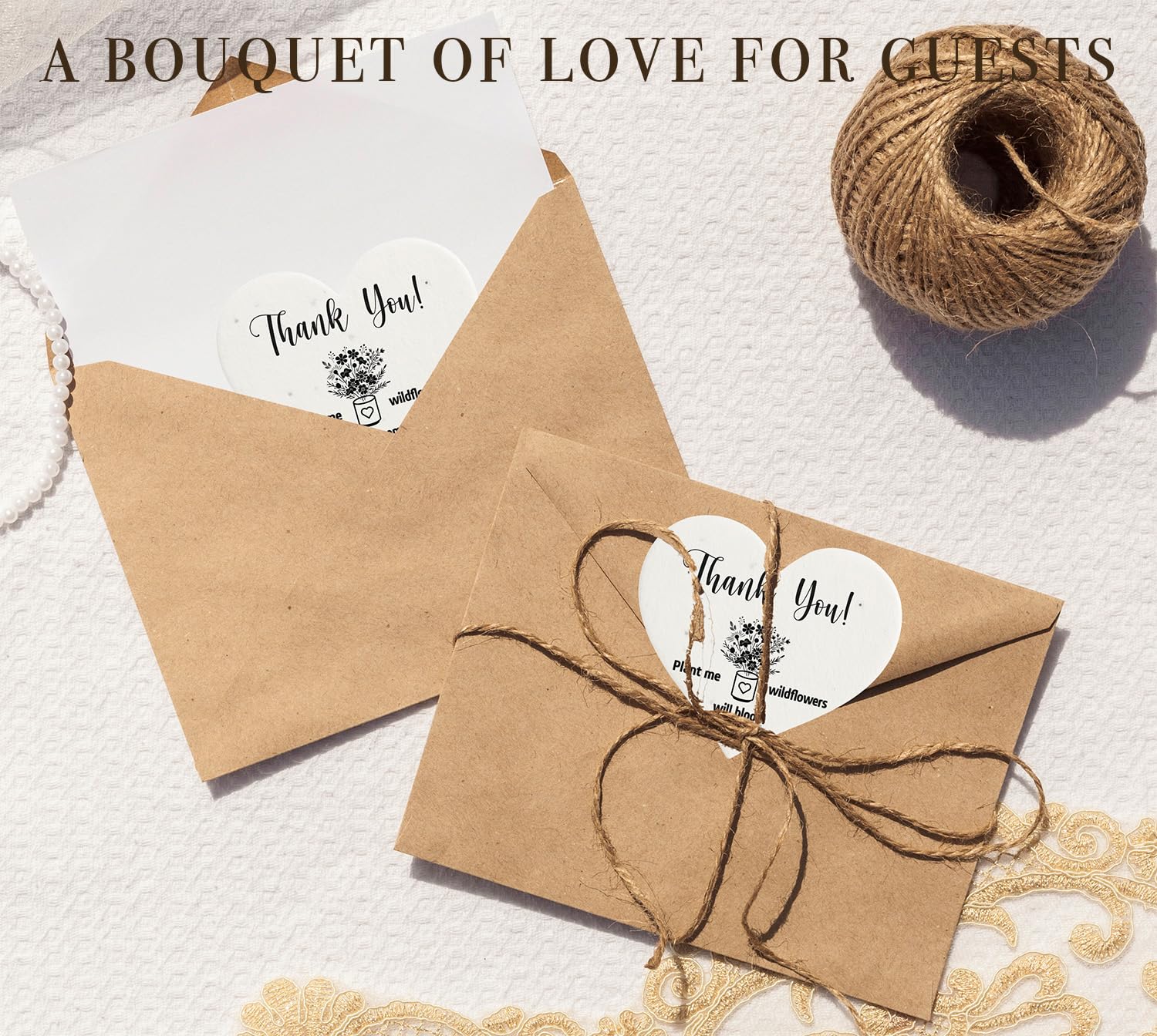 miaform 100 Pcs Plantable Seed Paper Hearts | Thank You Employee Appreciation Gifts Bulk | Party Favors for Baby Shower | Wedding Favors for Guests | Small Business Thank You Cards