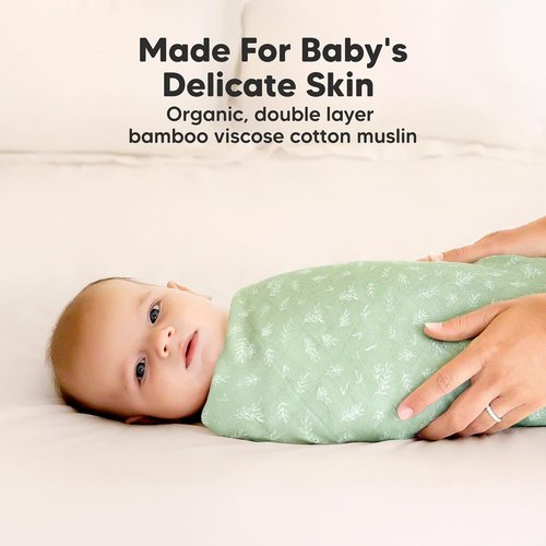Bloom Organic Muslin Swaddle Blankets - Soft & Breathable 4-Pack for Newborns | Perfect Baby Gift