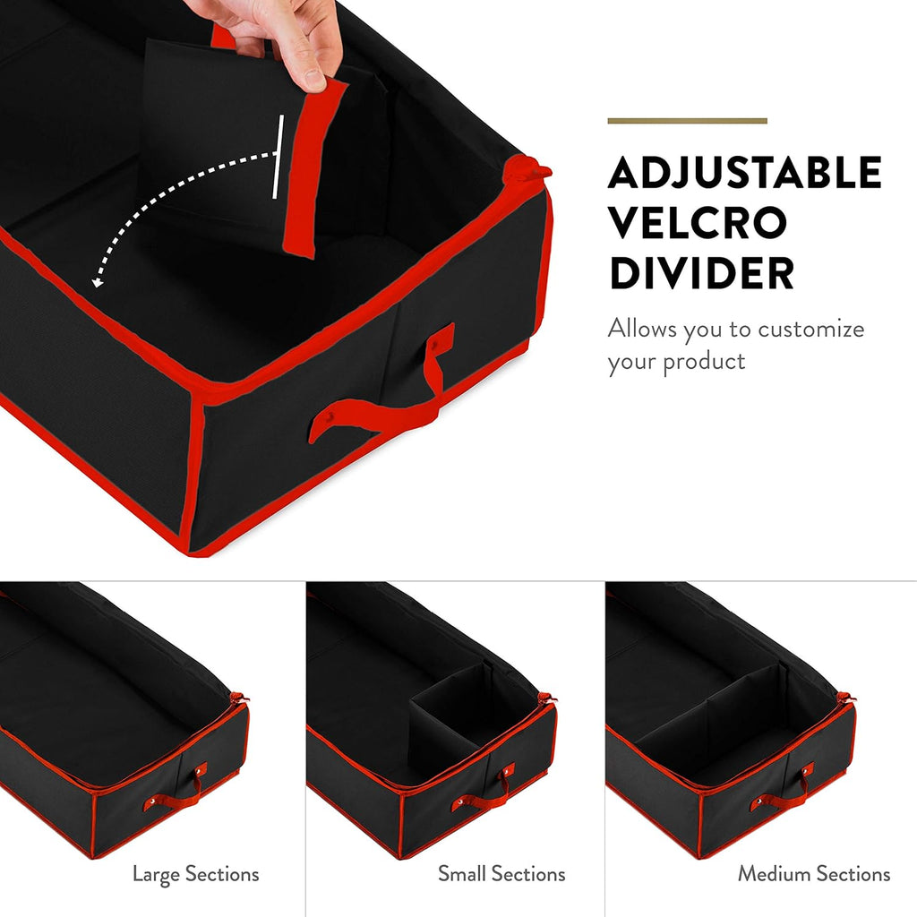 ZOBER Gift Wrapping Paper Organizer - 40" Storage for 24 Rolls with Pockets for Bows & Ribbons | Black/Red 600D Oxford