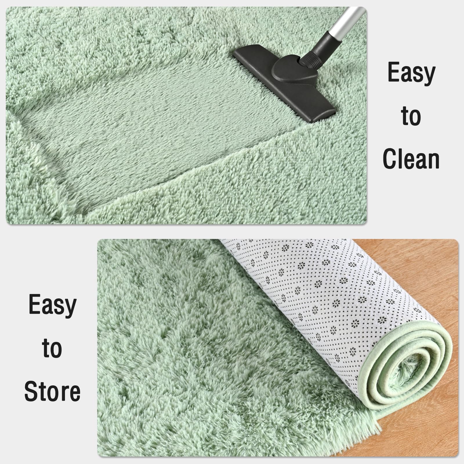 FALARK Soft Green Runner Rugs for Bedroom, 2x6 ft Bedside Rug Plush Fluffy Carpets, Shag Furry Modern Area Rug Carpet for Living Room Girls Kids Room Nursery Home Decor, Green