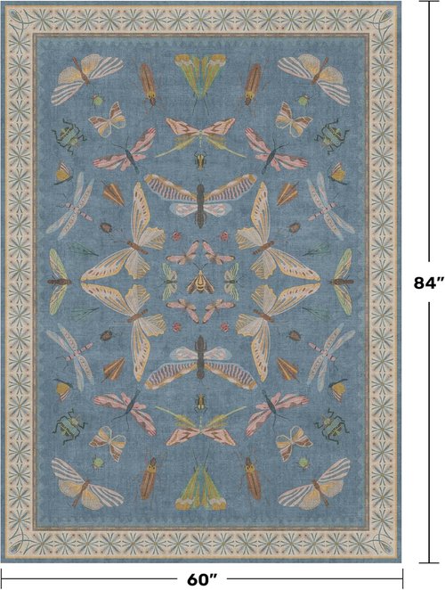 Blue Washable Kids Playroom Rug - Super Soft 5x7 Area Rug with Cute Animal Print for Nursery & Toddler Room