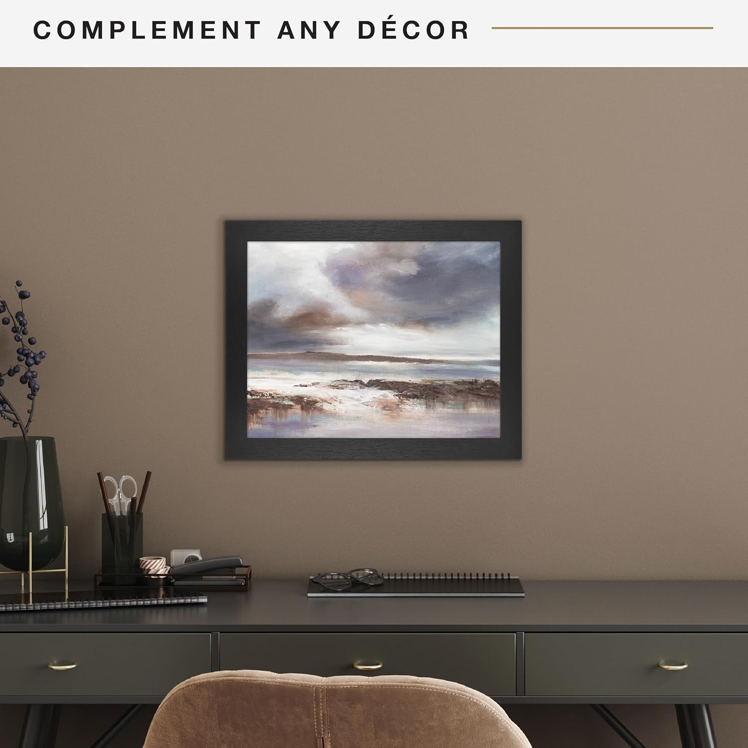 MCS Studio Gallery 11x14 Black Woodgrain Picture Frame - Stylish Rectangle Frame for Photos & Art Prints