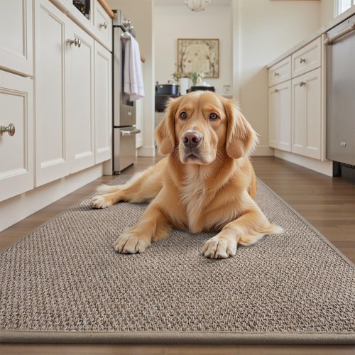 RESARE Kitchen Rugs, Non Slip Kitchen Mats for Floor, Absorbent Quick Dry Washable Kitchen Mats in Front of Sink, Hallway, Laundry, Kitchen Runner Rug(Beige, 17"x 70")
