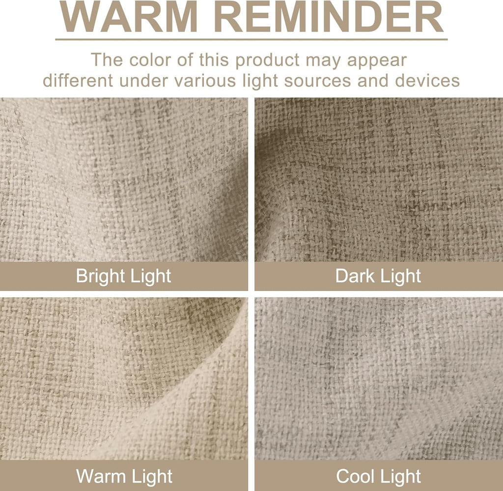 Skiennix 100% Blackout Linen Curtains - Thermal Insulated Drapes, 50" W x 120" L, Oatmeal | 2 Panels Set