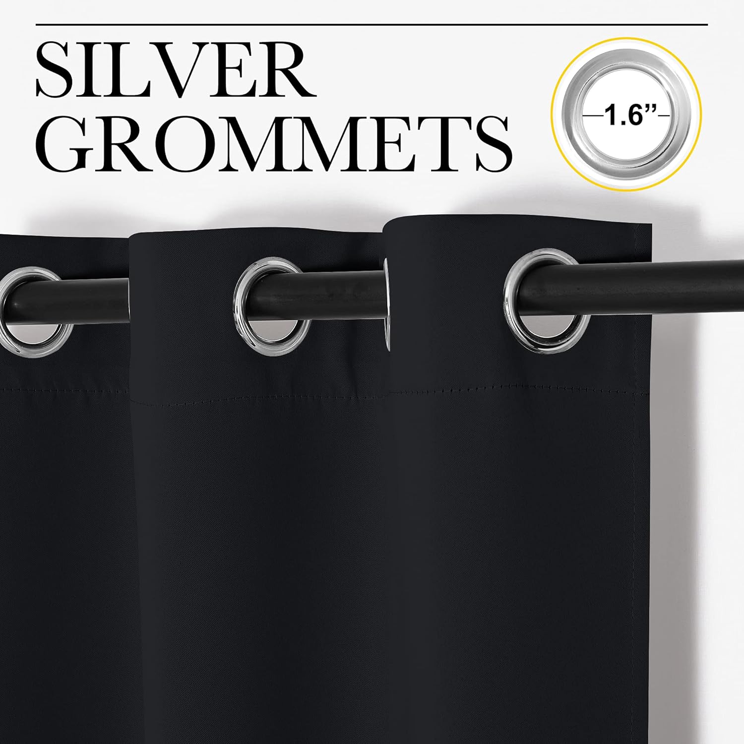 NICETOWN Blackout Curtains - Noise Reducing Thermal Insulated Drapes | 66 x 80 Inch | Black | 2 Panels