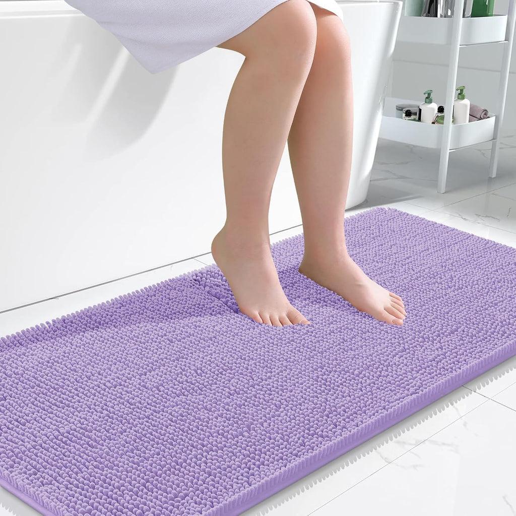 OLANLY Large Bath Rugs - Extra Soft Chenille, Quick Dry & Machine Washable | 45x27 Inches, Lavender