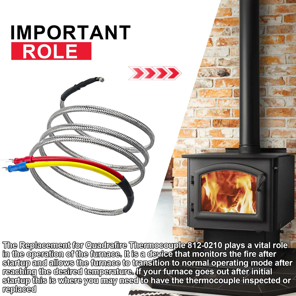 812-0210 Thermocouple Replacement for Quadrafire pellet stove parts, Fits for Quadrafire 800, 1000, 1100i Insert, 1200 Freestanding & 1200i Insert parts, for Quadrafire pellet stove replacement parts