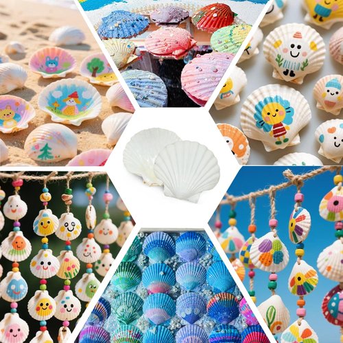 30PCS Natural Scallop Shells 2.3''-3'' White Sea Shells for DIY Craft Making, Hand Painting, Ocean Themed Party and Home Décor