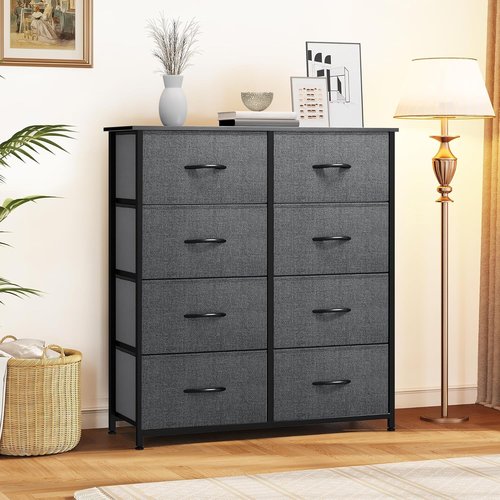 DWVO Fabric Dresser - 8 Drawer Chest for Bedroom or Living Room Storage Solutions