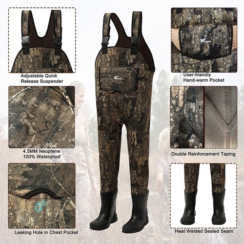 8 Fans Kids Chest Waders with Boots,Neoprene Waterproof Youth Waders Insulated Toddler Hunting & Fishing Waders for Kids Boys Girls Size 10/11
