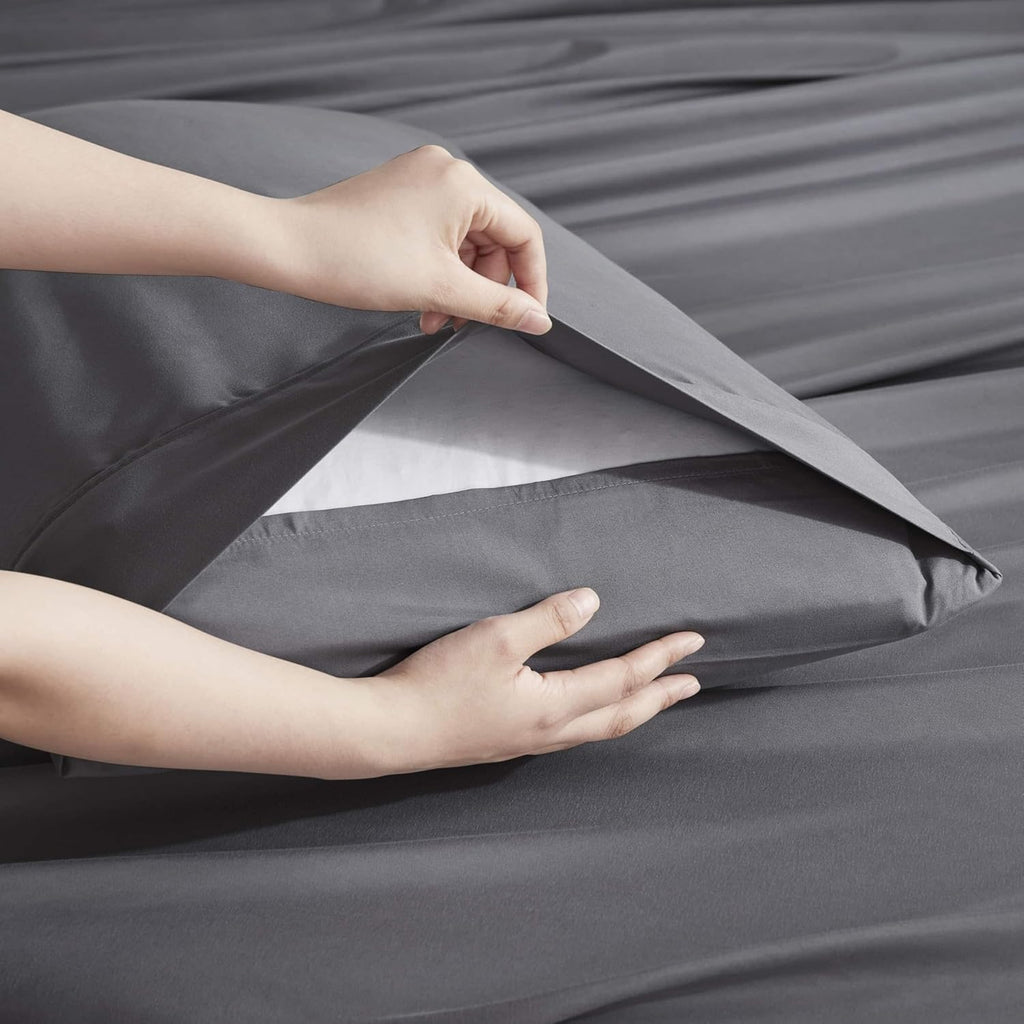 Nestl Extra Deep King Sheet Set - 6-Piece Breathable Cooling Bedding - Luxury Hotel Quality with 18-24 Inch Deep Pockets - Soft, Wrinkle-Free Dark Gray