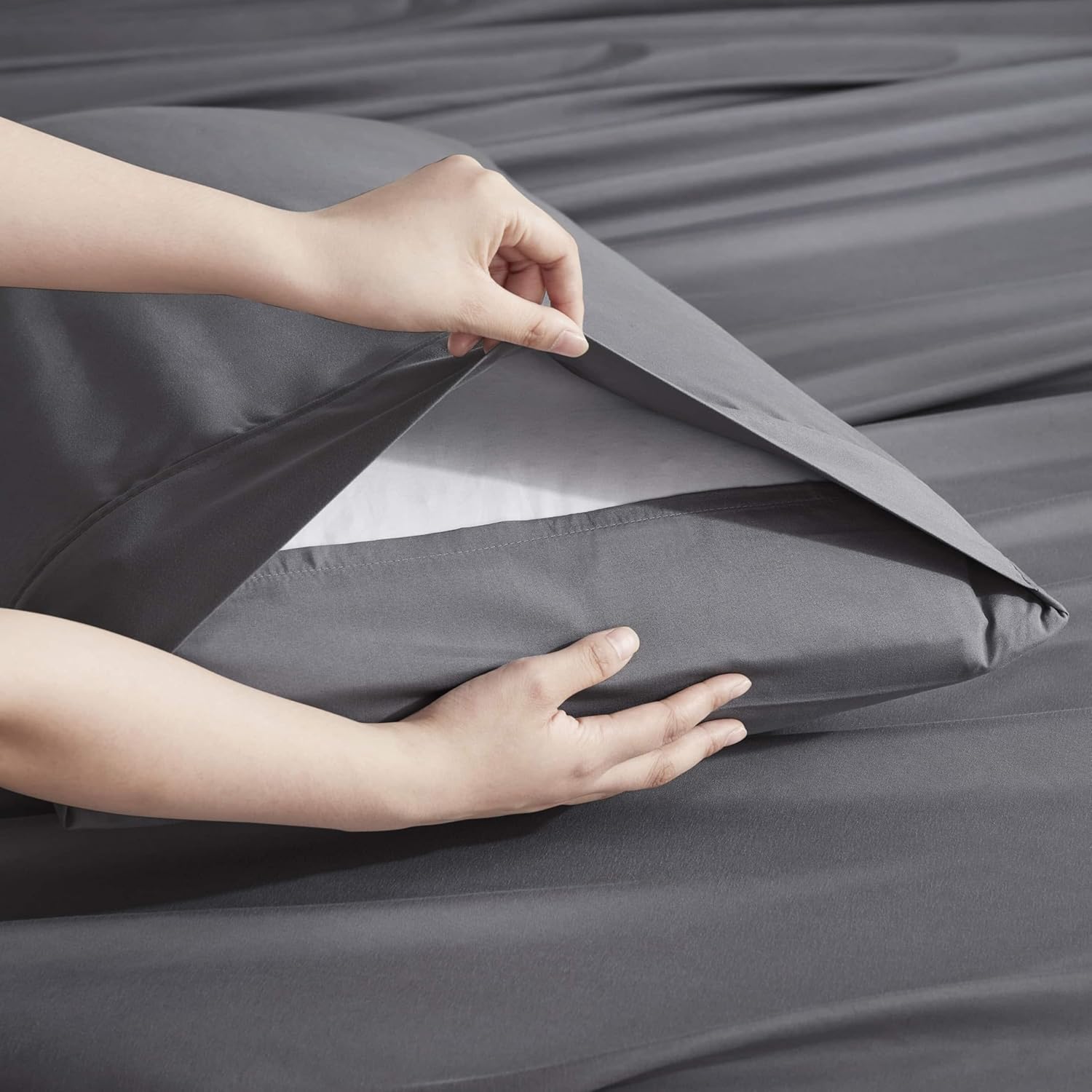 Nestl Extra Deep King Sheet Set - 6-Piece Breathable Cooling Bedding - Luxury Hotel Quality with 18-24 Inch Deep Pockets - Soft, Wrinkle-Free Dark Gray