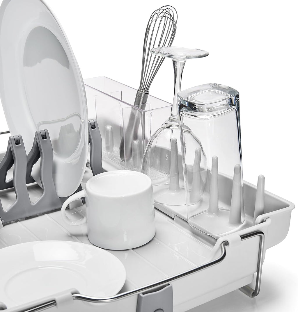 OXO Good Grips Foldaway Dish Rack - Space-Saving Design for Easy Drying | Durable and Stylish