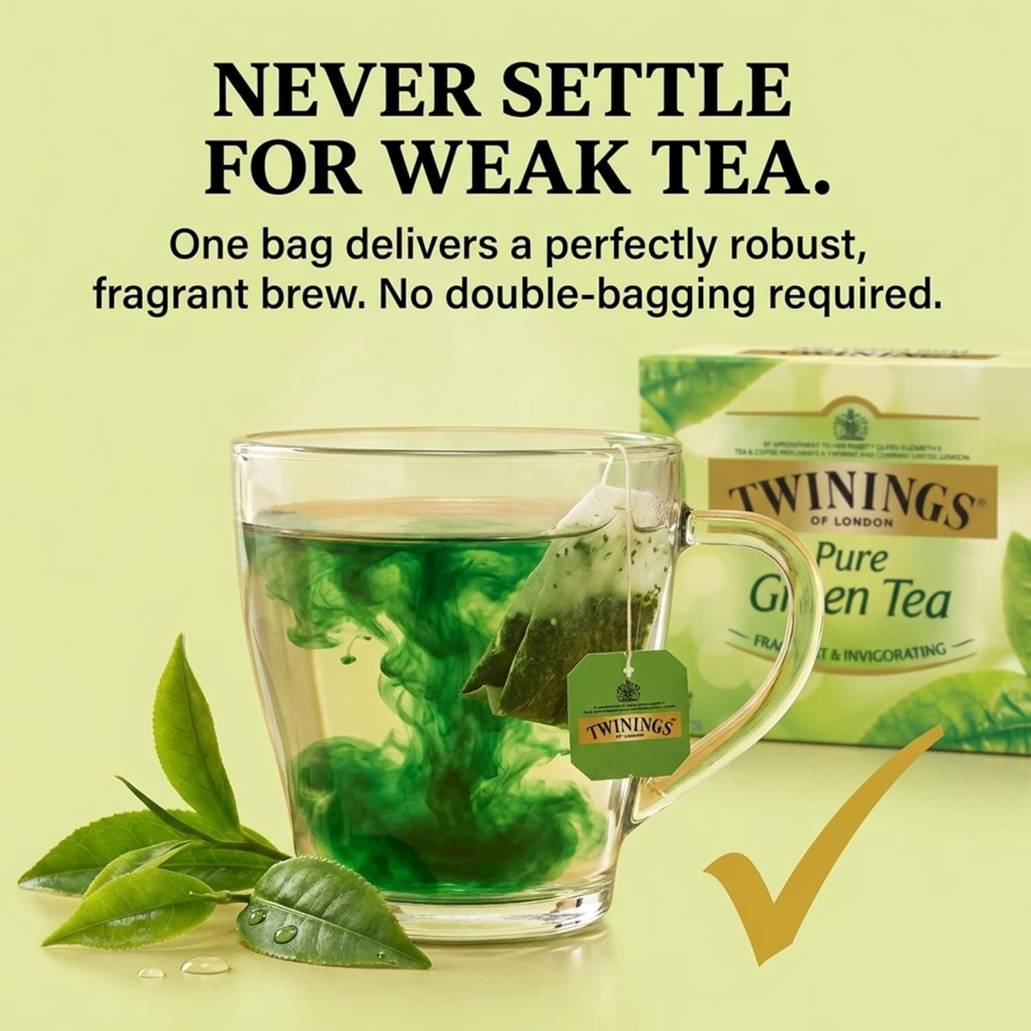 Twinings Green Tea Bags - All-Natural, Pure Flavor - 100 Count for Refreshing Brews