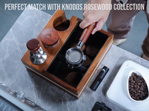 54mm Espresso Tamper for Breville Machine Rosewood KNODOS Auto Leveling, Double Spring Loaded Wooden 30LB Calibrated Coffee Tamper
