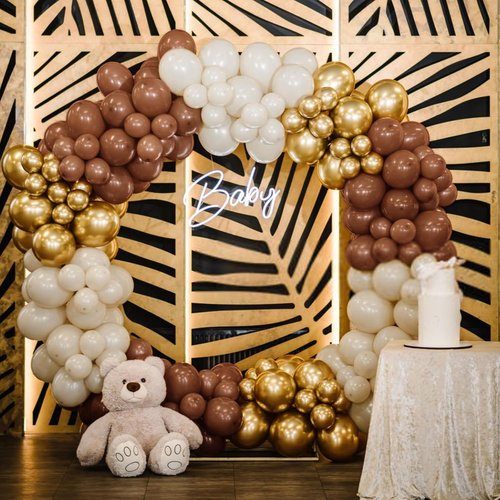 Brown Latex Balloons - 110pcs 12-Inch for Birthday Parties, Baby Showers & Weddings | Includes 2 Ribbons