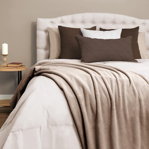 NORTHWEST Ashford Home Cozy Warmwell Blanket Moonlight Taupe King Size 108 x 90 inches