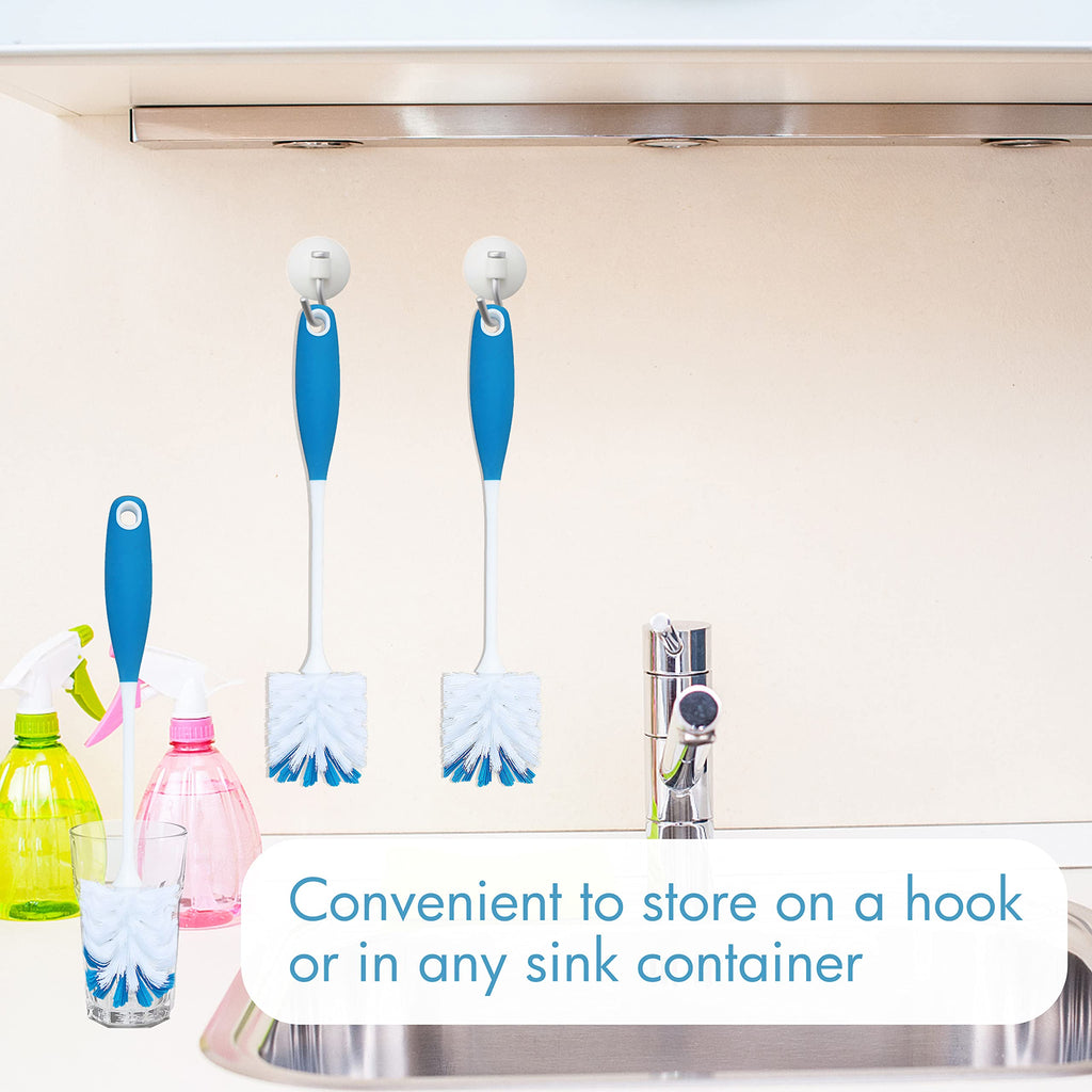 PHYEX 2 Pack Long Handle Bottle Scrubbing Brushes, Water Bottle Cleaner for Washing Glasswares, Wine Decanter, Hydro Flask Tumbler, Sinks, Food Jars