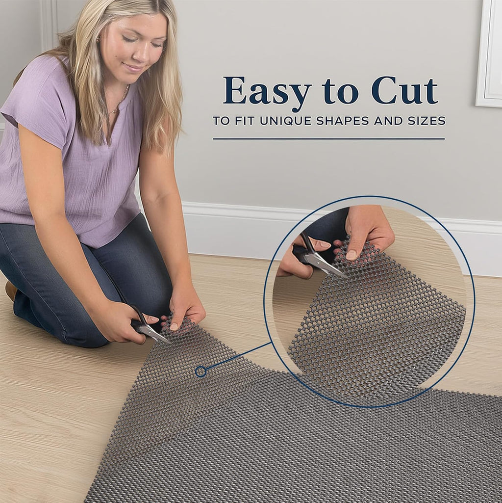 Veken Rug Pad Gripper - Non-Slip 5x8 Ft Thick Mat for Hardwood & Tile Floors - Dark Grey Anti-Skid Design