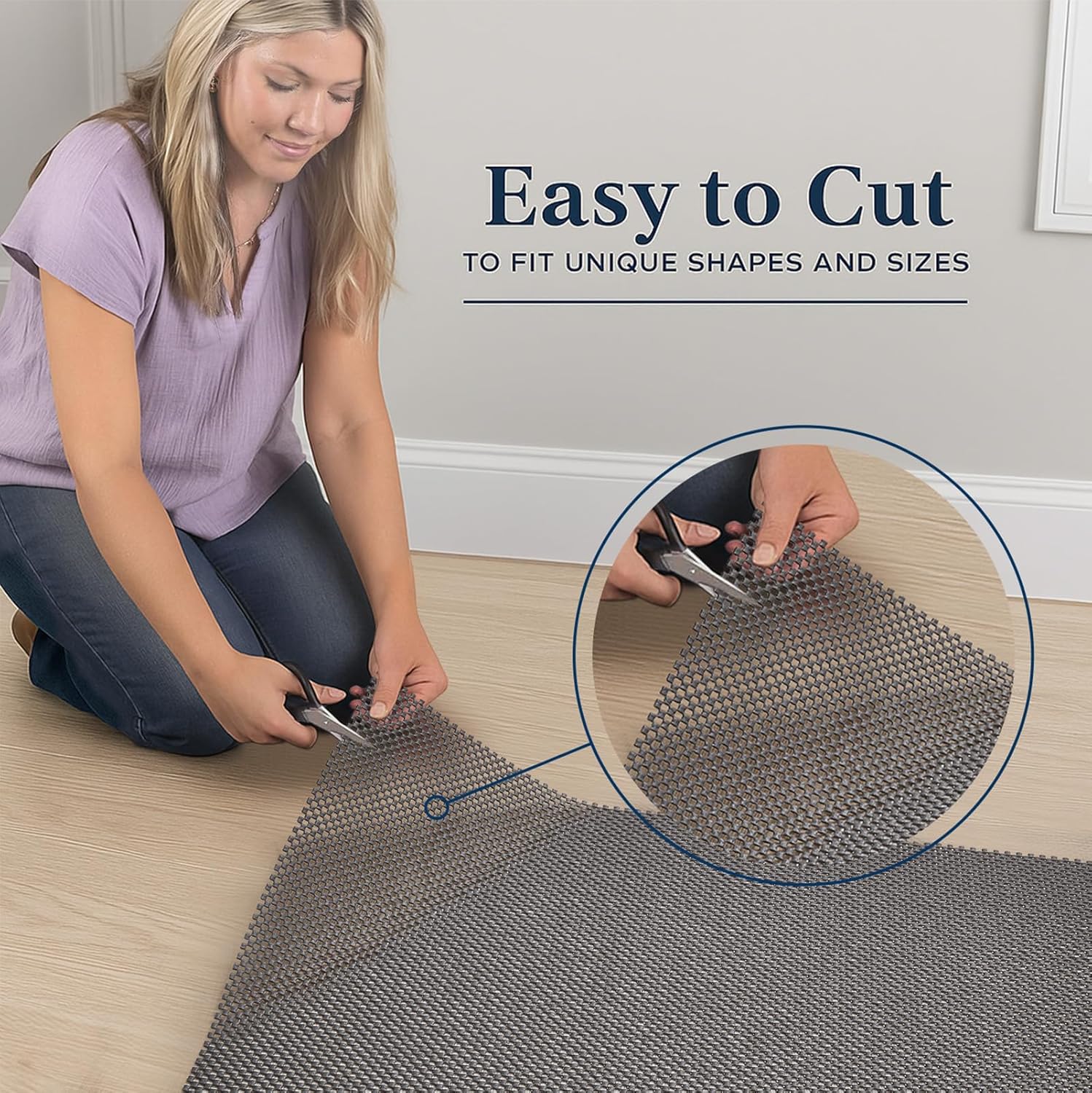 Veken Non-Slip Rug Pad Gripper - 4 Ft Thick Dark Grey Circle Mat for Hardwood & Tile Floors