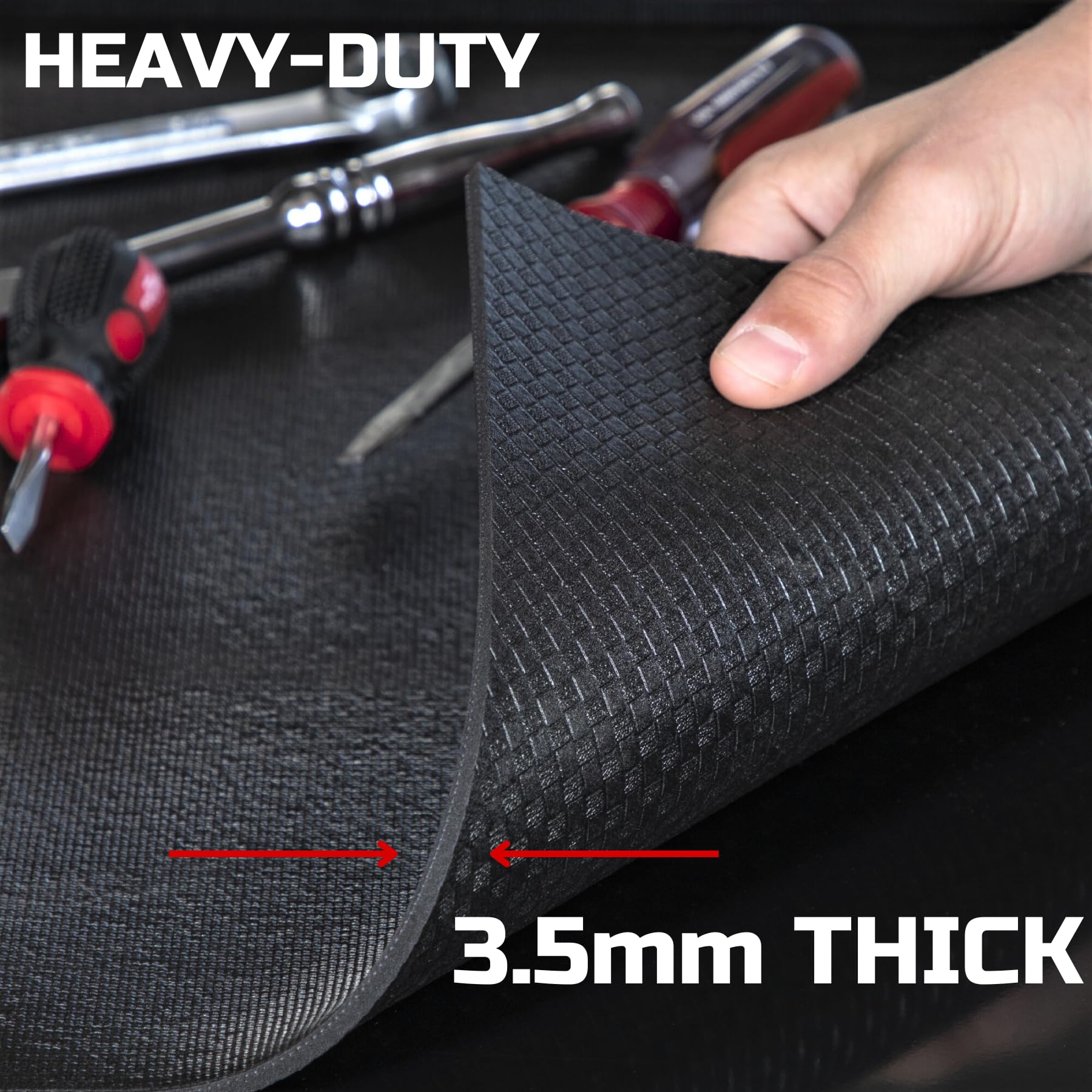 ONREVA Tool Box Liner 24 inch Wide x 24 Ft Large, Toolbox Drawer Liners, Heavy Duty Shelf Rubber Mat, Non Slip Pad Organizer for Rolling Tool Chest Drawers, Cabinet, Workbench, Black