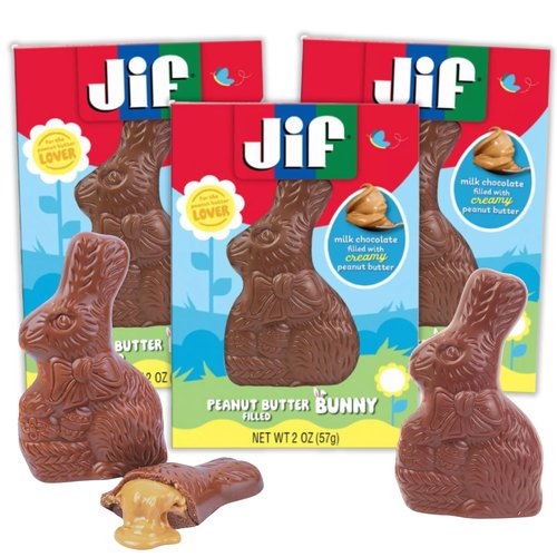Jif Milk Chocolate Peanut Butter Bunny - Perfect Easter Basket Stuffer Candy | 2 Ounces (Pack of 3)