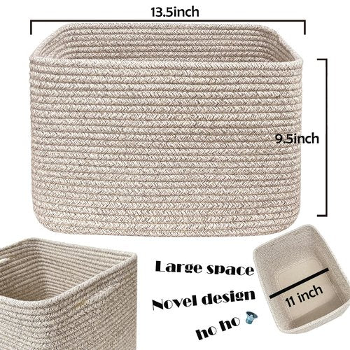 Comfy-Homi Square Woven Cotton Rope Basket - Stylish Organizing Solution | 13.5" x 11" x 9.5" for Home Decor