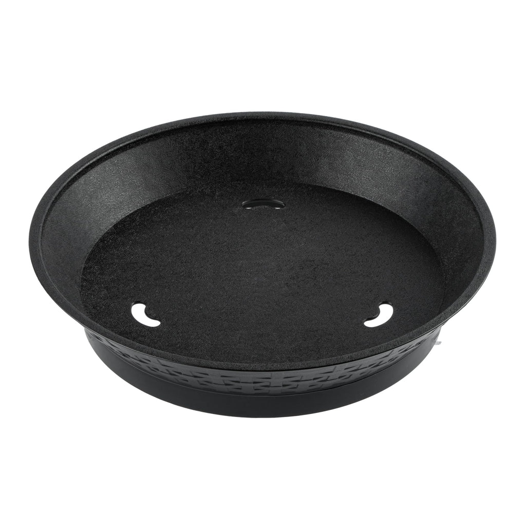Restaurantware Round Serving Baskets 10 Pack of 12.01 x 2.36 Inch with Base Drainage Slots Microwavable Dishwashable Stackable Plastic Black Food Serving Trays for Restaurants and Catering