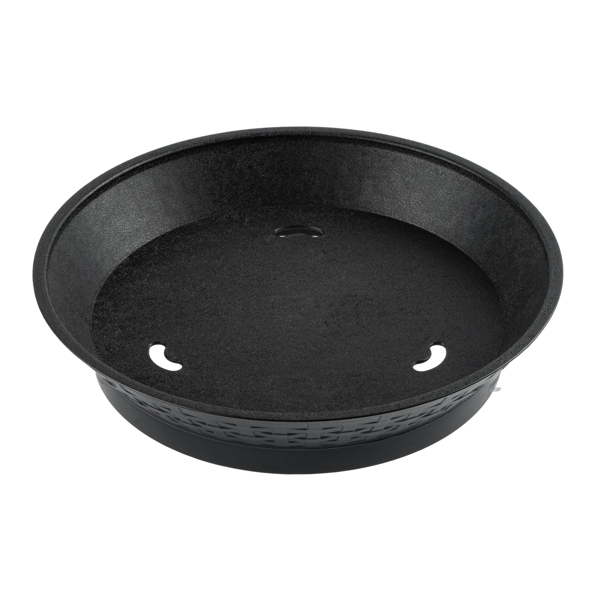 Restaurantware Round Serving Baskets 10 Pack of 12.01 x 2.36 Inch with Base Drainage Slots Microwavable Dishwashable Stackable Plastic Black Food Serving Trays for Restaurants and Catering