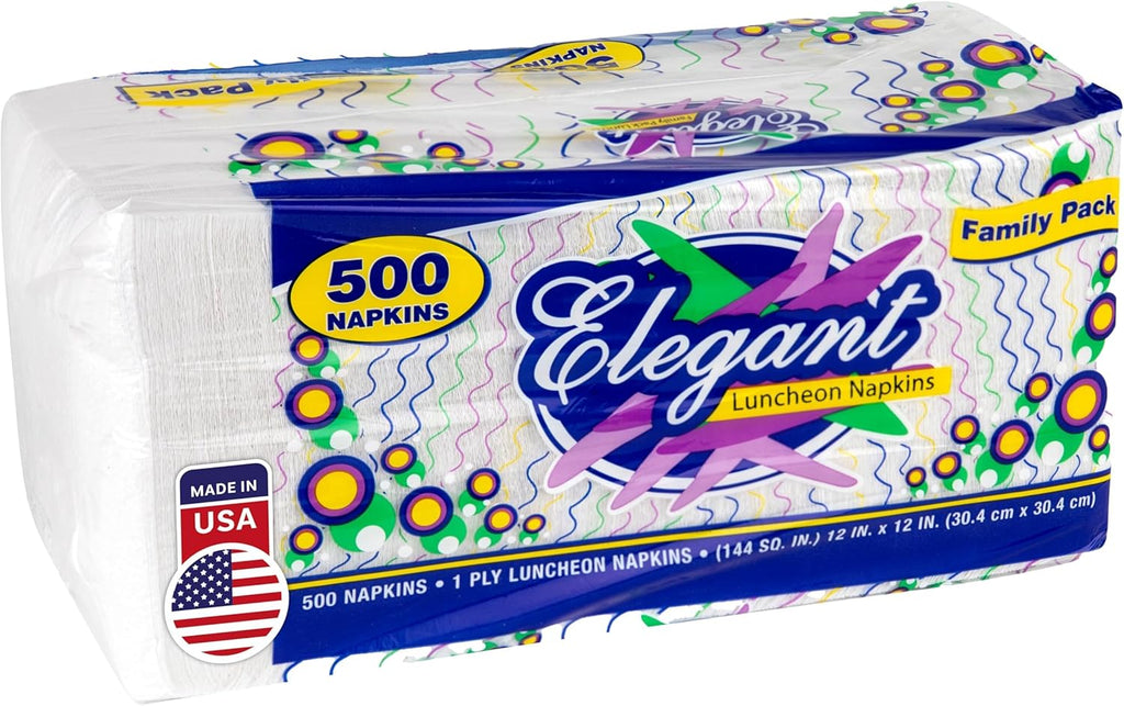 Stock Your Home 12-Inch Disposable Napkins - 1-Ply White Dinner Napkins for Parties & Daily Use | 500 Pack