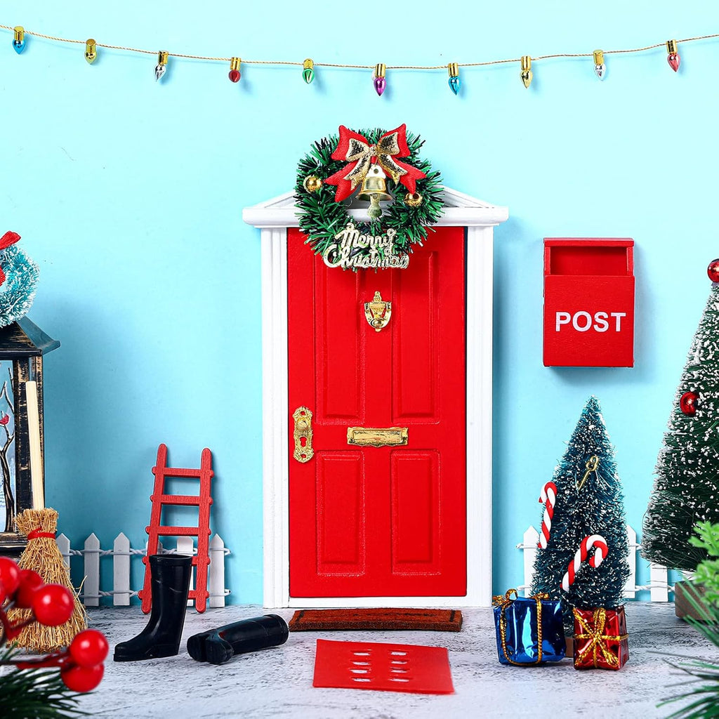 Skiennix Christmas Elf Fairy Doors - Enchanted Miniature Wooden Decorations for Outdoor Xmas Decor | 20 Pcs Set