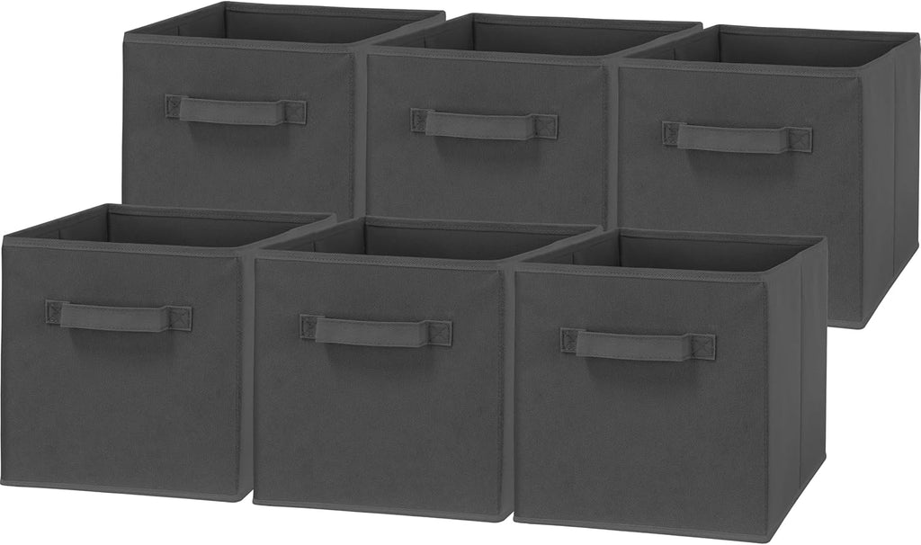 Simple Houseware Foldable Cube Storage Bins - 11-Inch Dark Gray Fabric Organizer | 6-Pack for Closet & Shelves