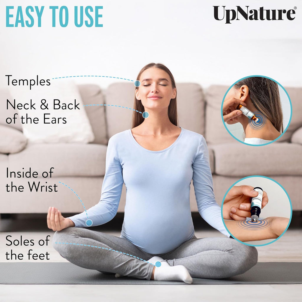 UpNature Peppermint Oil Roll-On - 100% Natural Nausea Relief for Pregnancy - Essential Oil Rollerball
