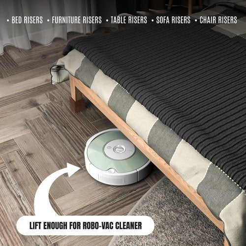 3 Inch Height Heavy Duty Wood Bed Risers – 8 Pack Wood Furniture Risers Extenders for Bed, Sofa&Table, Support Up to 2200lbs, Non-Slip Recessed Hole Furniture Lifts for Storage (Retro Brown Color)