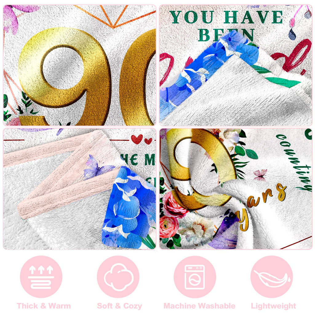 90th Birthday Gifts for Women, 90 Year Old Birthday Gifts for Women, Best Gift for 90 Year Old Woman Throw Blanket 50"x60", 1936 Bday Gift Ideas for Woman, Happy 90th Bday Decorations for Female