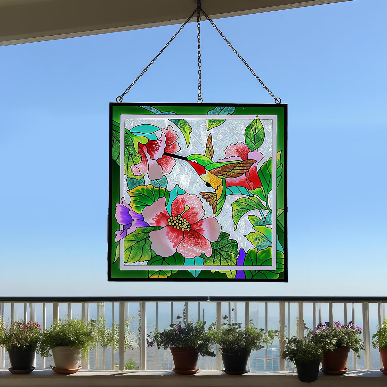 Stained Glass Suncatcher - Handcrafted Hummingbird Window Decor | Colorful Light Catcher Gift for Home