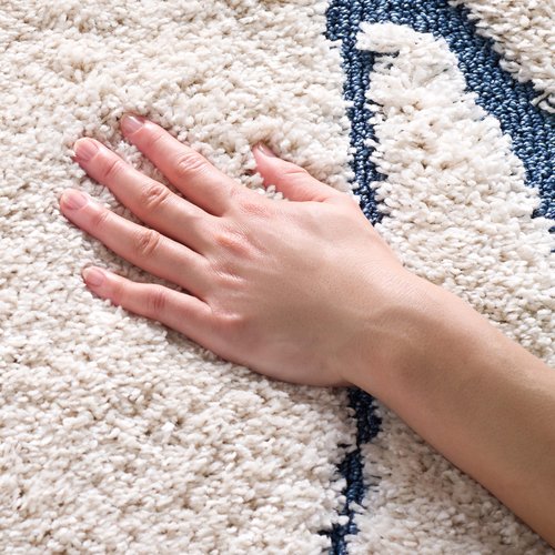 SAFAVIEH Florida Shag Collection Accent Rug - 4' x 6', Cream & Blue, Non-Shedding & Easy Care, 1.2-inch Thick Ideal for High Traffic Areas in Entryway, Living Room, Bedroom (SG471-1165)