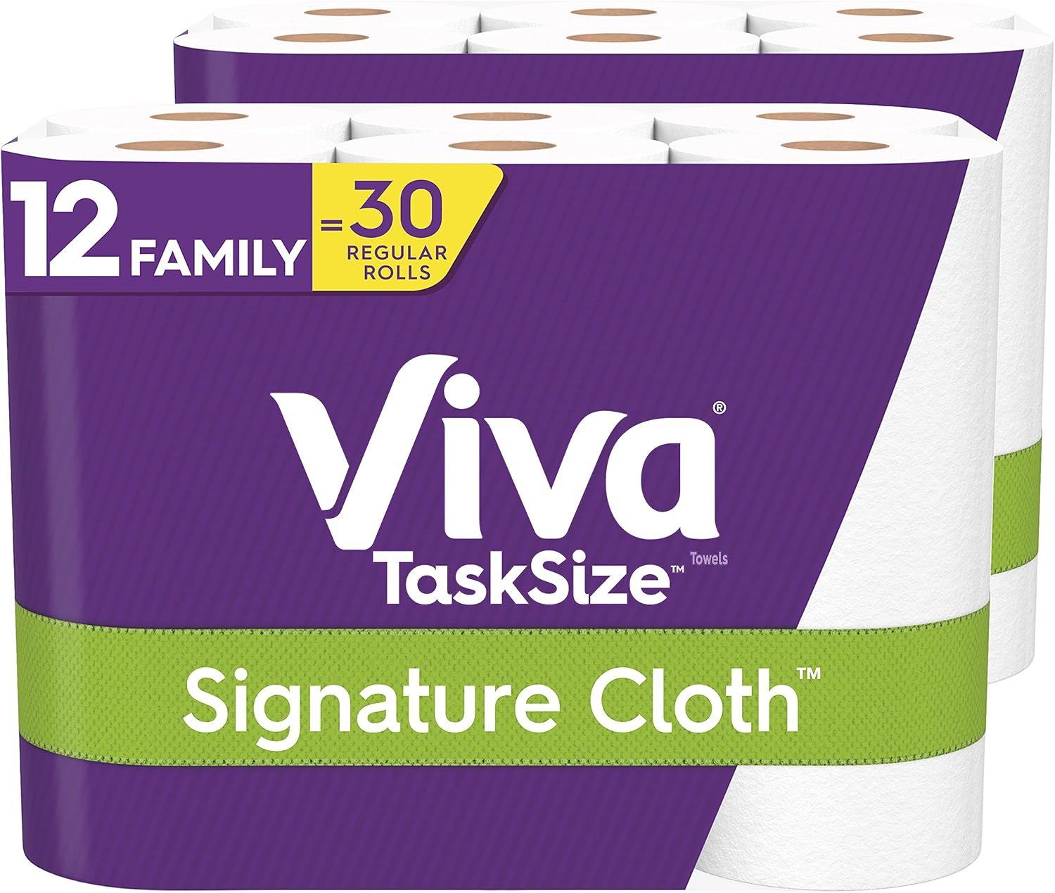 Viva Signature Cloth Paper Towels - Task Size, 12 Family Rolls | Equivalent to 30 Regular Rolls (143 Sheets Each)