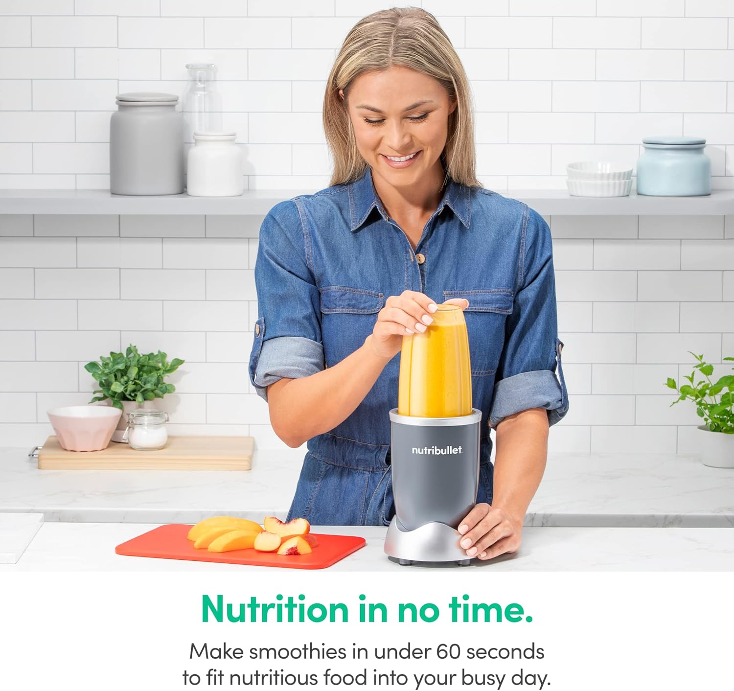 Nutribullet Personal Blender - 600 Watt Power for Smoothies & Shakes | 24 Ounce Capacity, Gray