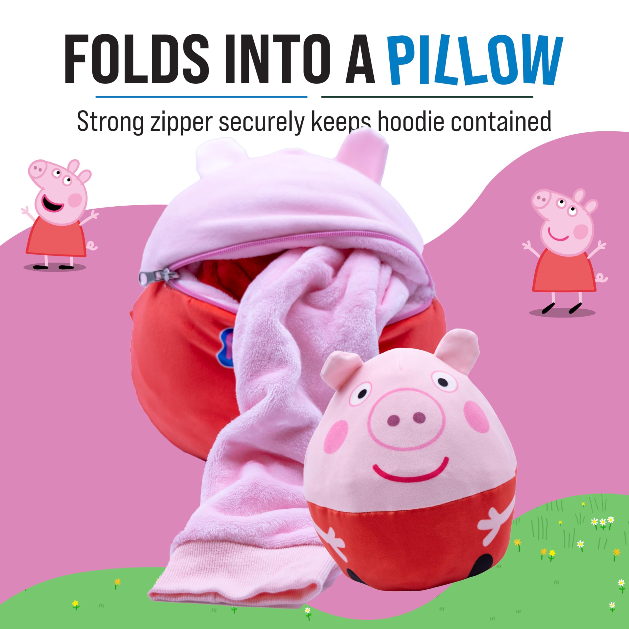 Plushible Peppa Pig Wearable Blanket Hoodie for Adults, Kids, and Toddlers, Cozy Snuggle Wrap, Pillow & Longsleeve Sweatshirt - Toddler