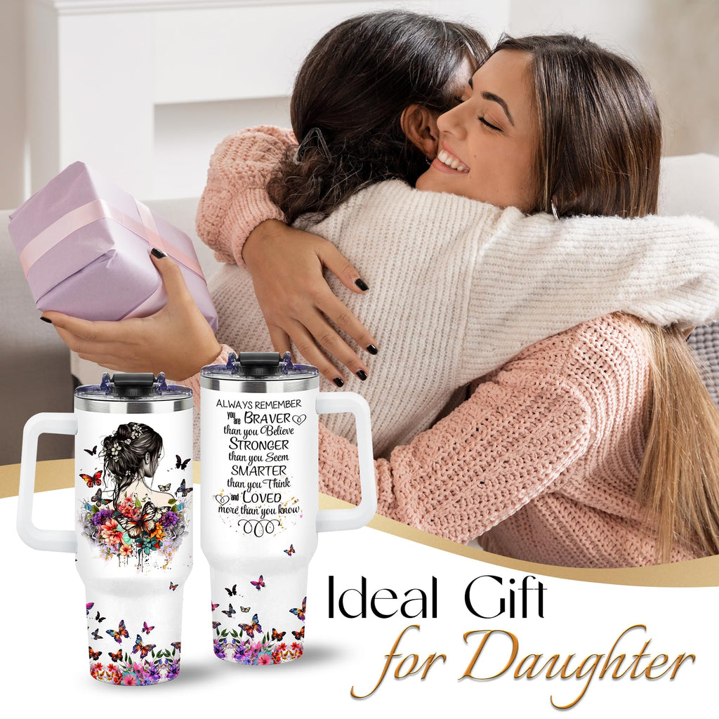 Toroly Daughter Gifts from Mom Dad - Valentines Day Gifts for Daughter - Daughters Birthday Gift - Best Daughters Ever Gift - Inspirational Present for Daughter's Adult - 40 Oz Tumbler