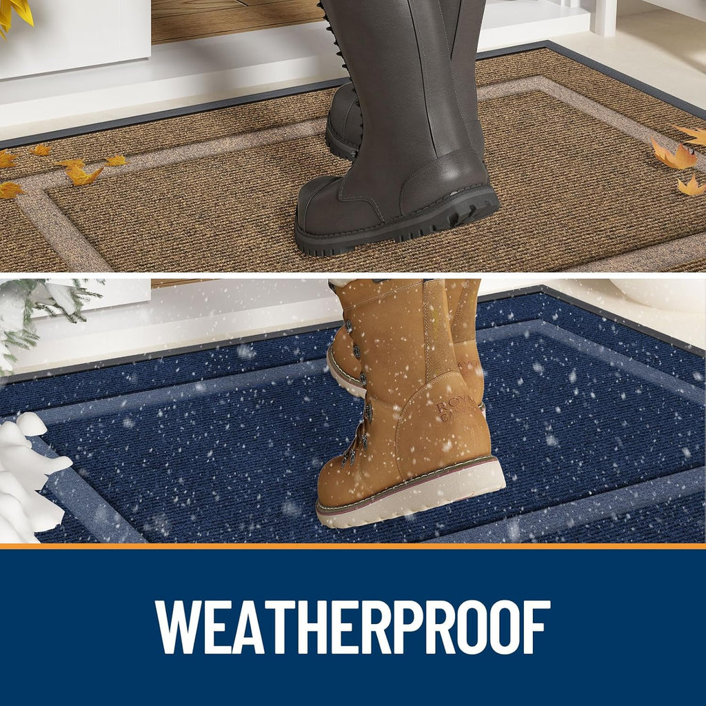 OLANLY Waterproof All-Season Front Door Mat - Sturdy Natural Rubber, Easy Clean | 29.5x17, Wine Red
