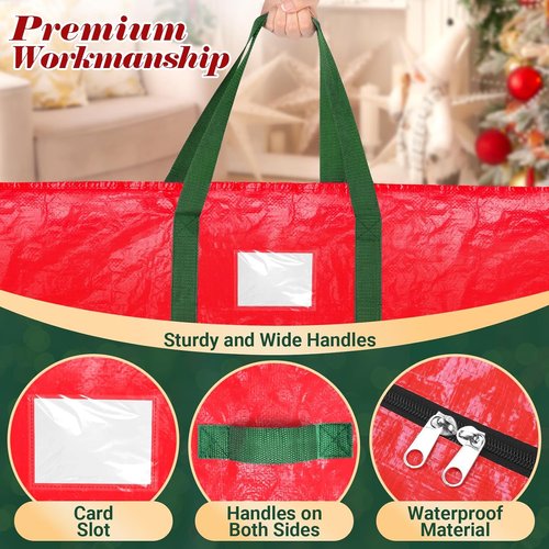 BlessedSeason Christmas Tree Storage Bag - Waterproof 7.5 Ft With 2 Large Tinsel Garland Bags, Reinforced Handles