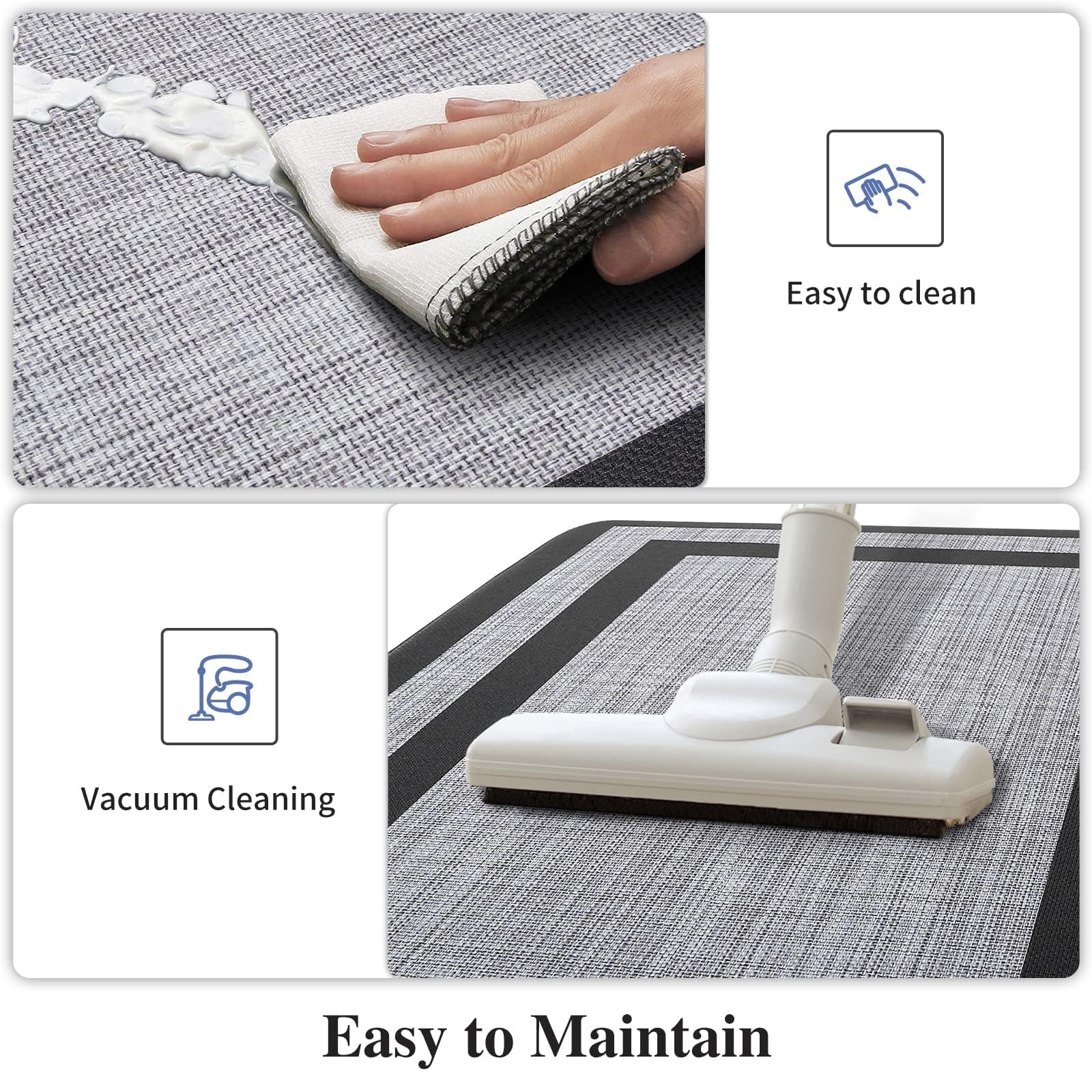 Mattitude Kitchen Mats Set of 2 Cushioned Rugs Anti-Fatigue Mats for Kitchen Floor,Waterproof Non-Slip Mats and Rugs Set for Office,Floor,Laundry 17.3"×29"+17.3"×59",Black