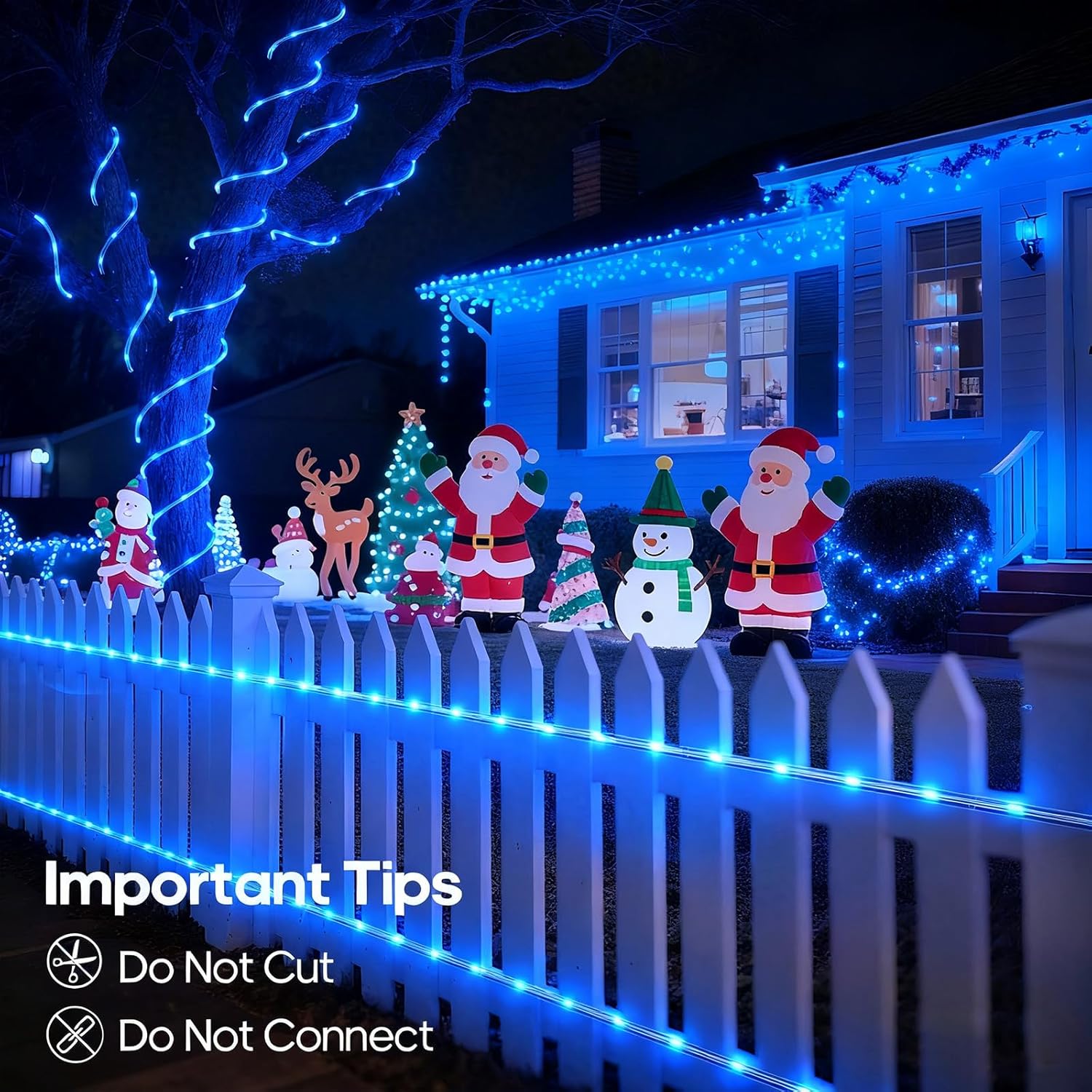 720 LED Outdoor Rope Lights by [Brand Name] - Waterproof with Remote, 8 Modes & 4 Brightness Levels | 100Ft Blue for Garden, Patio & Party